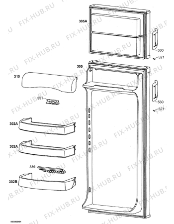 Взрыв-схема холодильника Electrolux ERA28314X - Схема узла Door 003